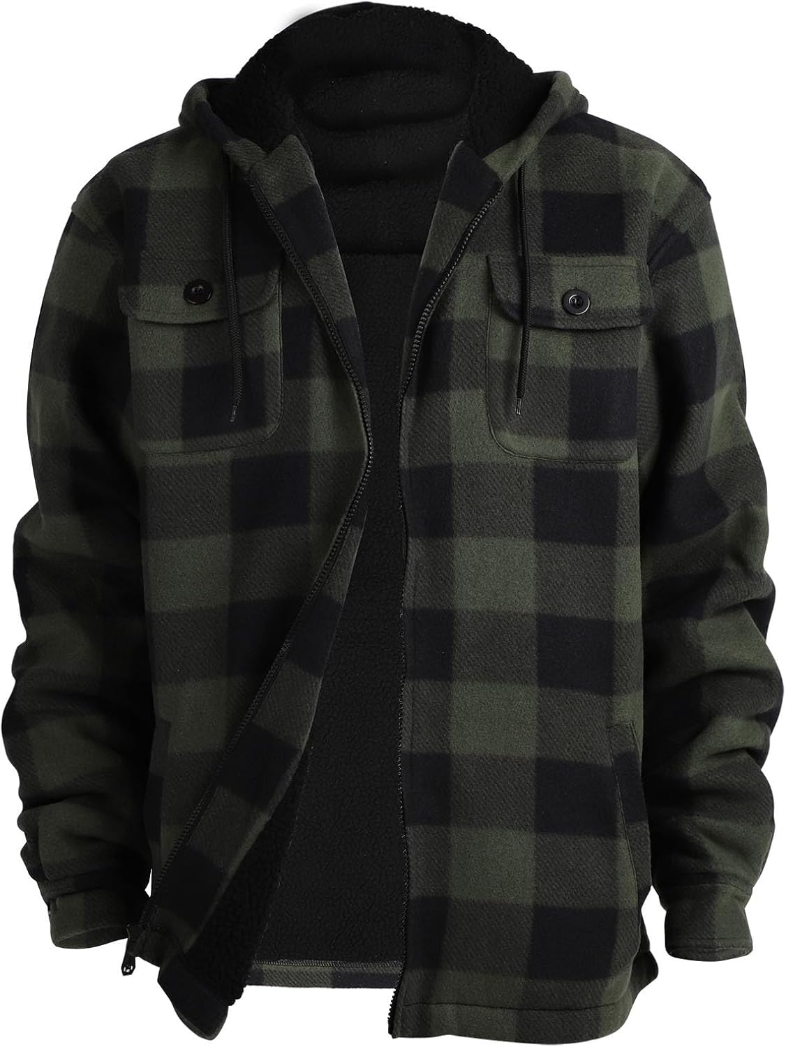 Winter Heavy Warm Sherpa Lined Fleece Plaid Jacket for Men