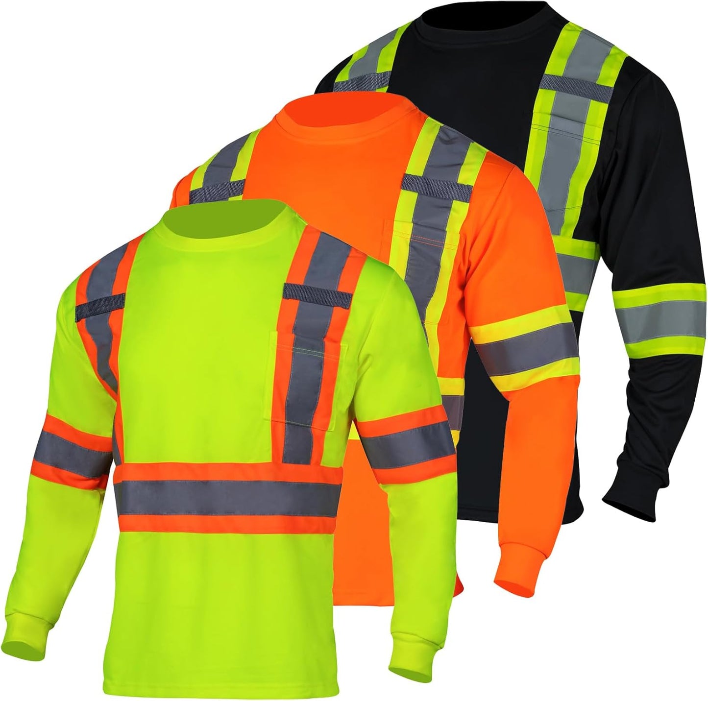 VENDACE High Visibility Safety T Shirt 3 Pack for Work and Sports