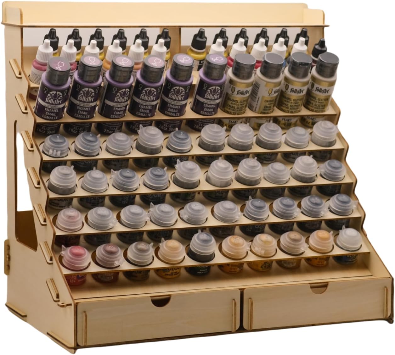 Craft Paint Storage Modular Organizer for 74 Bottles and Brushes