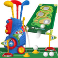 Toddler Golf Set with Cart, Putting Mat & Cornhole Board - Portable