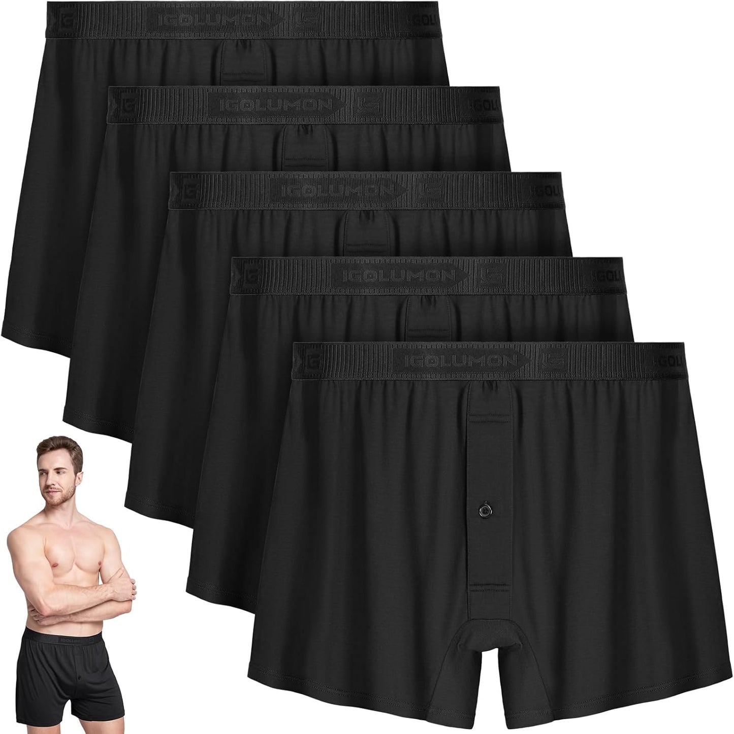 IGOLUMON Mens Underwear Boxer Shorts 5 Pack for Comfort and Style