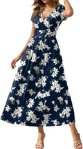 Gracyoga Women's Summer Dresses 2025 Short Sleeve Maxi Dress - Flowy V