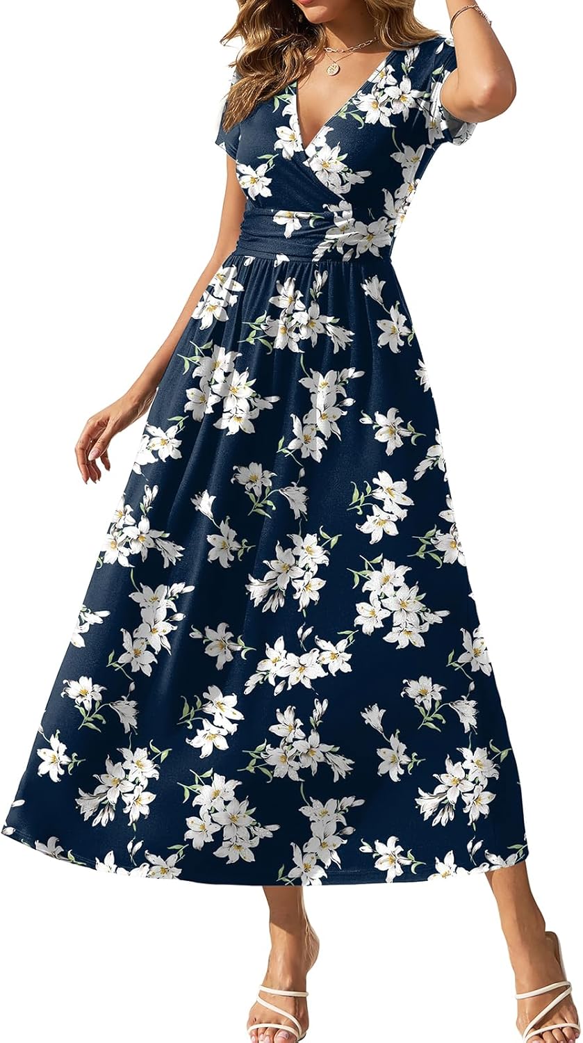Gracyoga Women's Summer Dresses 2025 Flowy Maxi Dress with Pockets