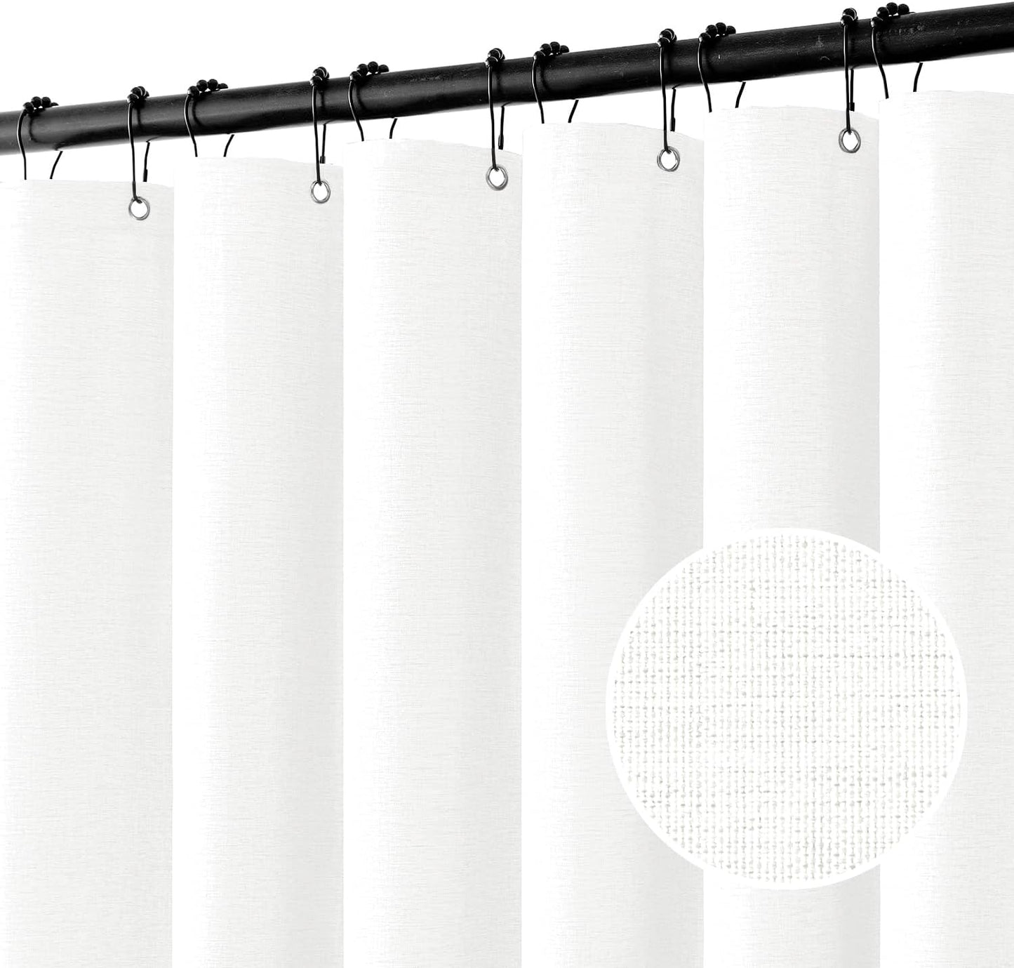MIULEE Extra Wide Linen Shower Curtain for Elegant Bathrooms
