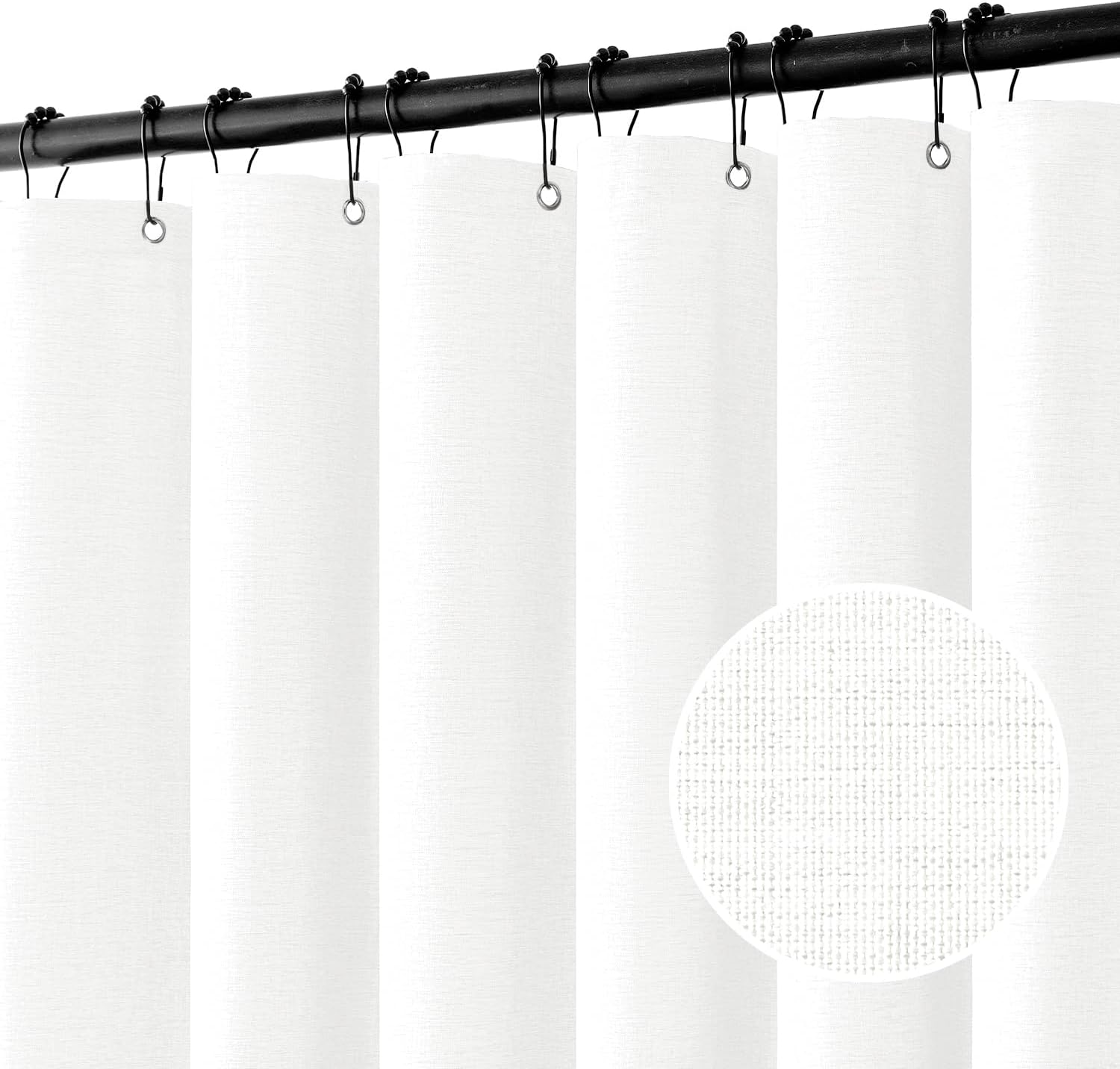 MIULEE Extra Wide Linen Shower Curtain for Elegant Bathrooms