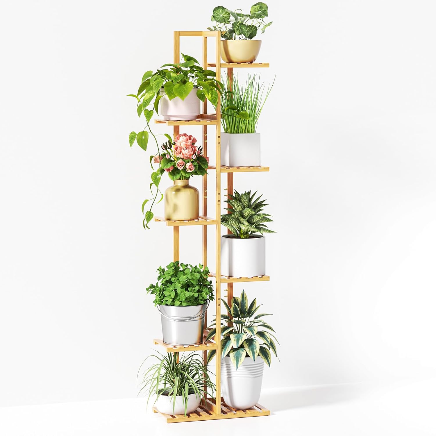 7 Tier Indoor Plant Stand for 8 Potted Plants - ROSSNY