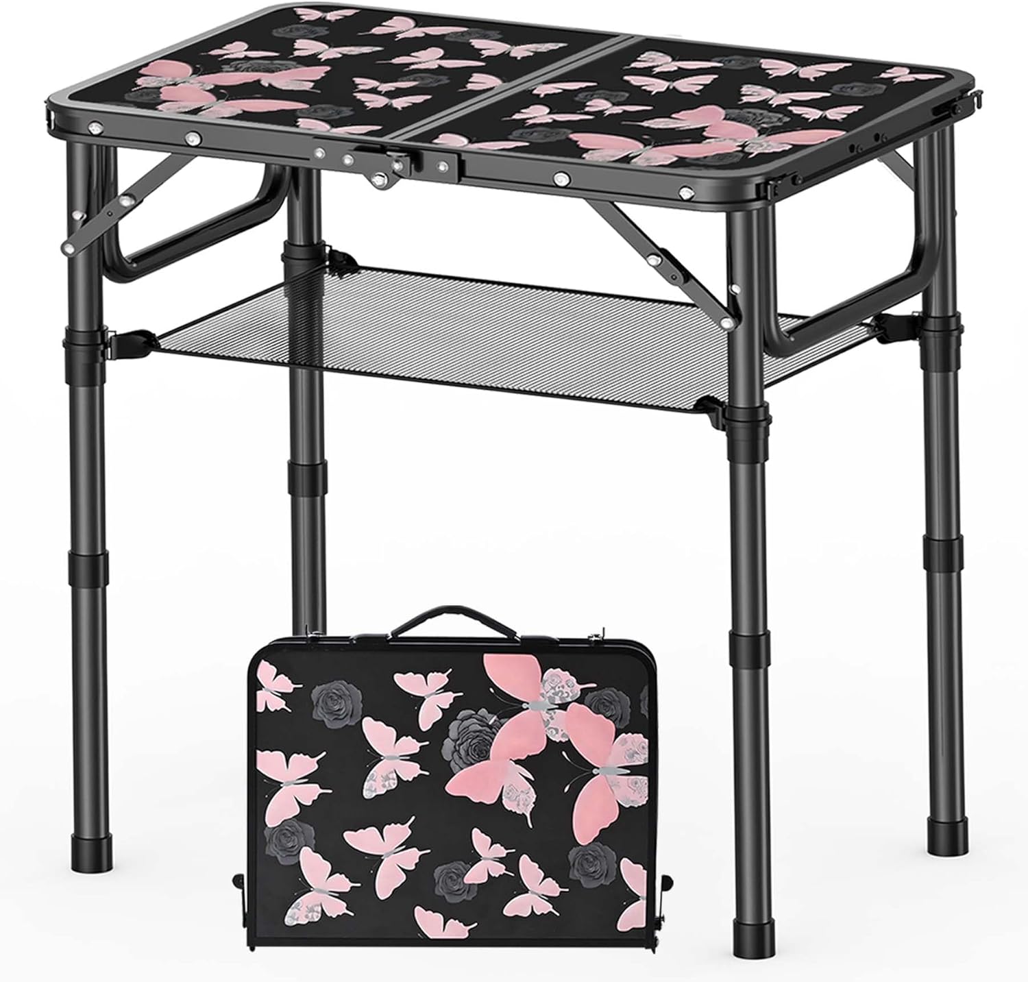 Small Camping Table with Vintage French Butterflies Pattern