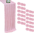 Pink Cheesecloth Table Runner 12 Pack 10FT - Boho Sheer Decor