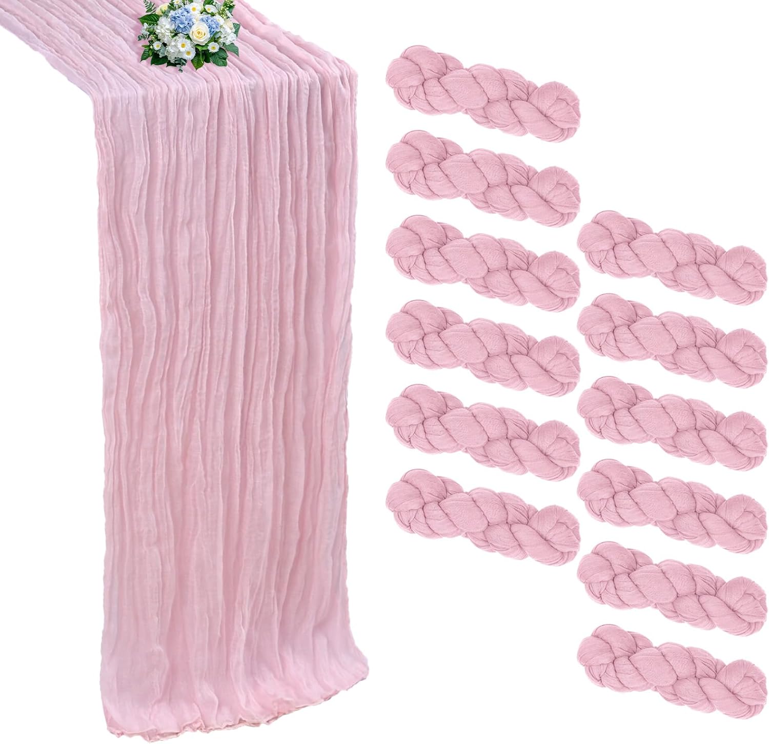 12 Pack Pink Cheesecloth Table Runner for Elegant Events