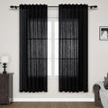 Nanspring Black Semi Sheer Linen Curtains 72 in Length - Light
