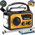 16000mAh Hand Crank Emergency Weather Radio (Orange) - Portable Power