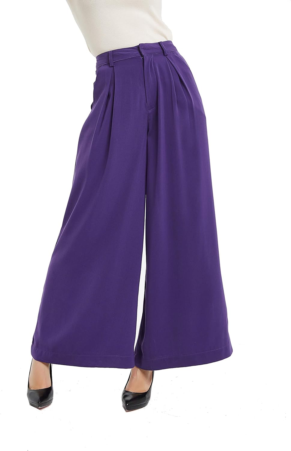 Tronjori Women High Waist Casual Wide Leg Palazzo Pants Review