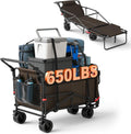 650lb Capacity Folding Wagon Cart - 2-in-1 Collapsible Cart & Chair