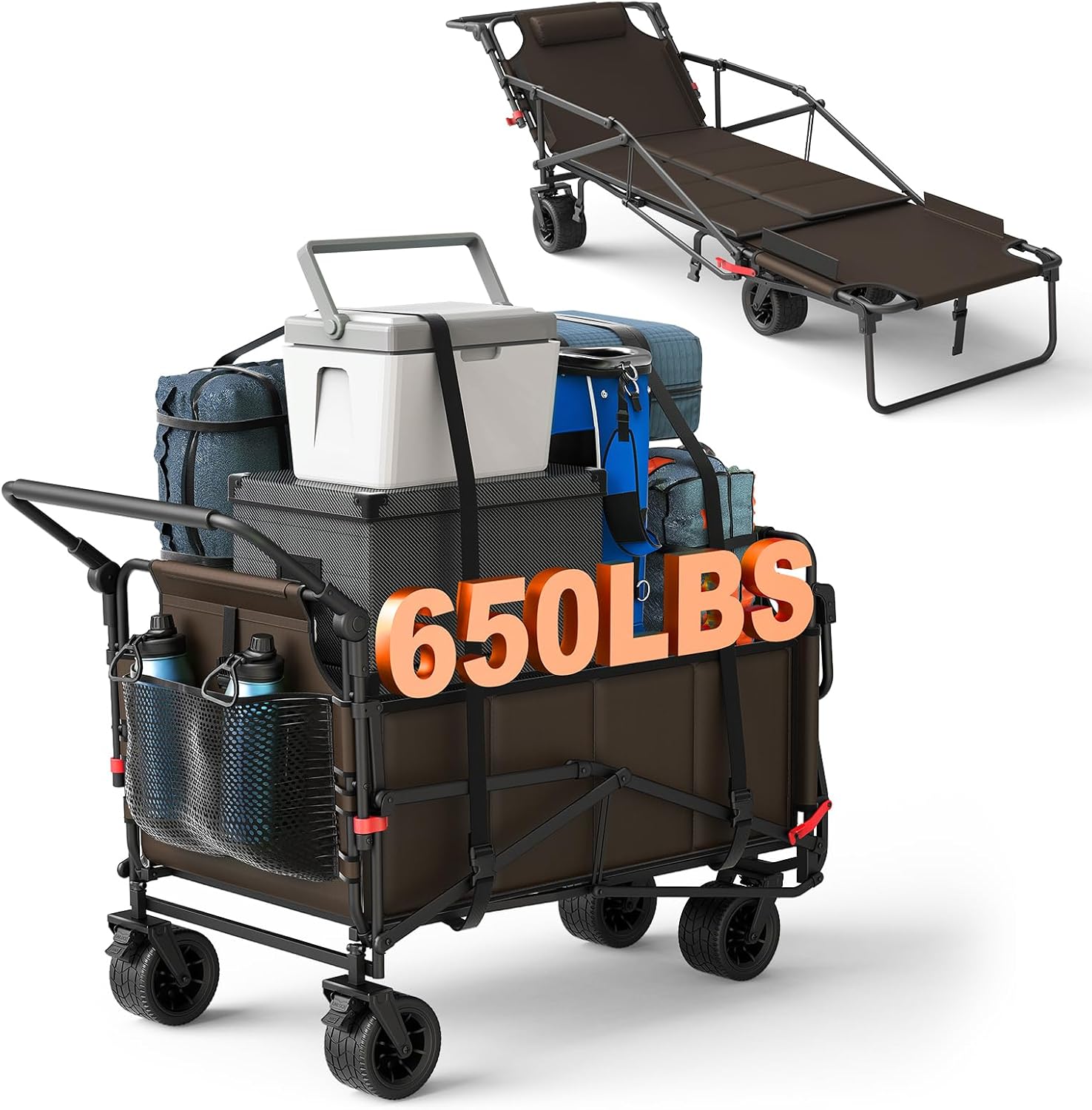 LEVELEVE Heavy Duty Folding Wagon - 2-in-1 Collapsible Cart