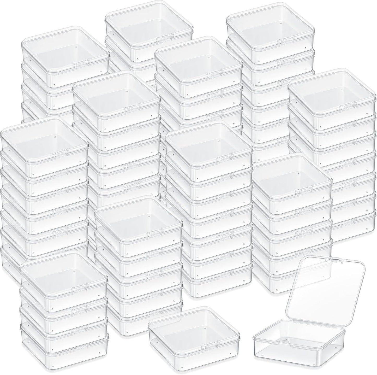 100 Pcs Plastic Bead Storage Containers with Hinged Lid