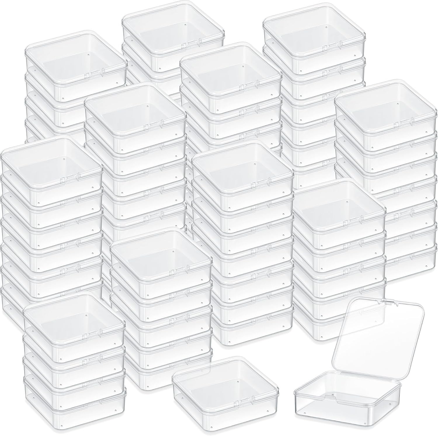100 Pcs Plastic Bead Storage Containers with Hinged Lid