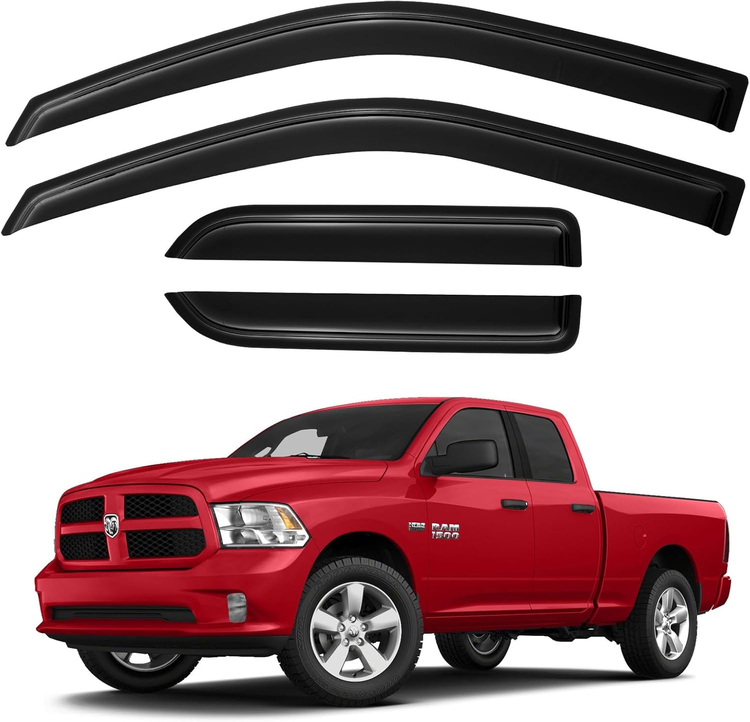 Window Visors Rain Guards for Dodge Ram 1500 Quad Cab 2009-2018