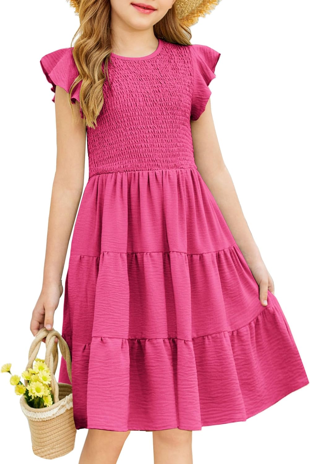 Arshiner Girls Summer Flutter Sundress with Pockets for Fun