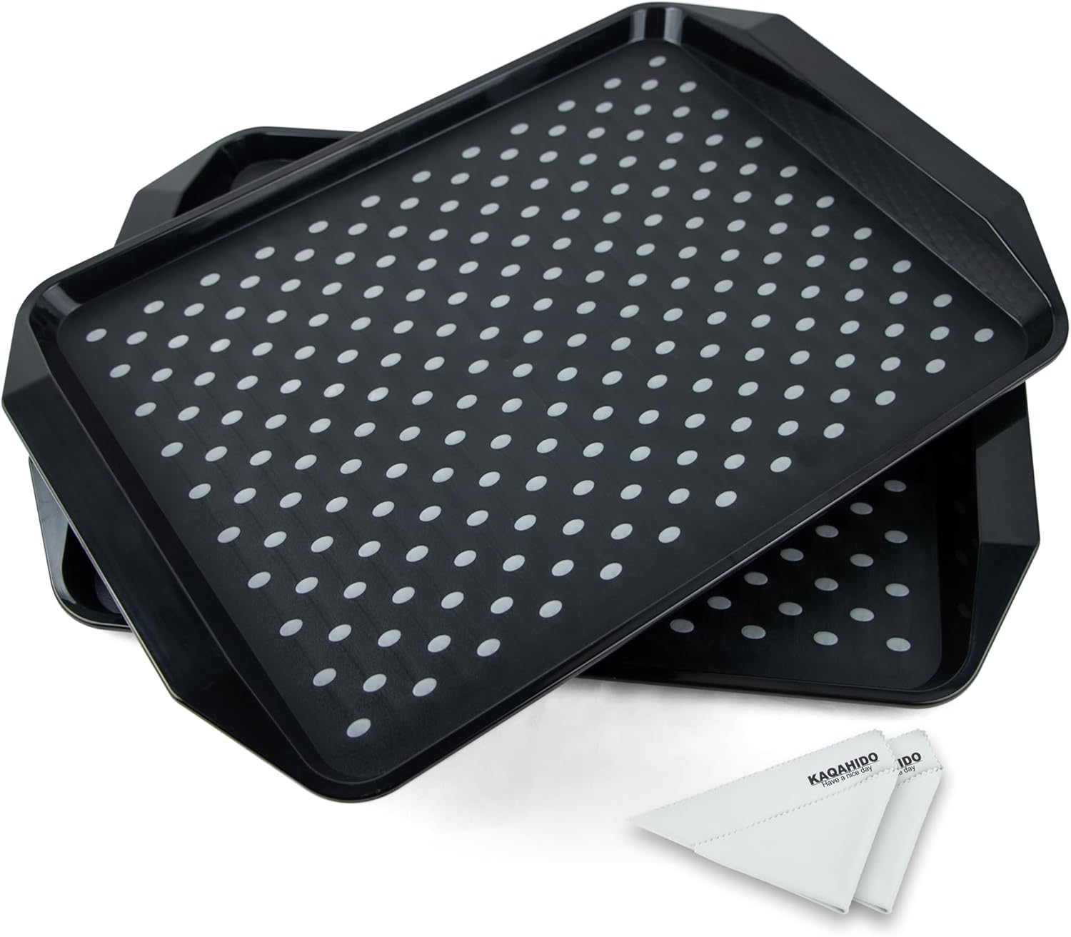 Non Slip Serving Trays - Set of 2, Grippy Dots, Meal-time Ease!