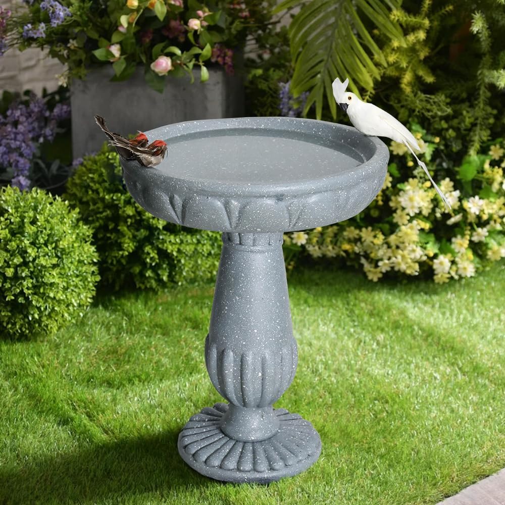 Vintage Bird Bath: Elegant SKYFIRE Outdoor 21.2H Pedestal