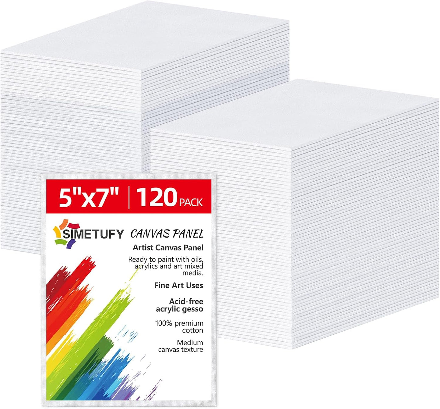 Simetufy 5x7 inch Canvas Boards - 120 Pack for All Artists