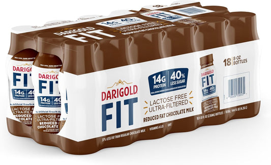 Darigold High Protein Chocolate Milk - 14g Protein, 40% Less Sugar - 8oz Bottles, 18 Pack