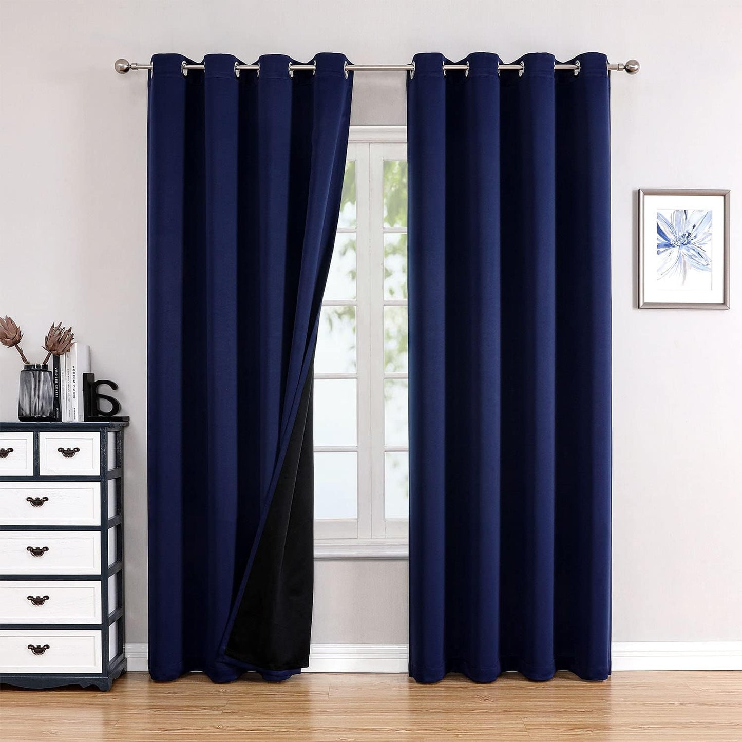 ChrisDowa 100% Blackout Curtains for Bedroom, 108 inch Long