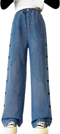 NABER Kids Girls Casual Baggy Wide Leg Denim Pants for Ages 5-14