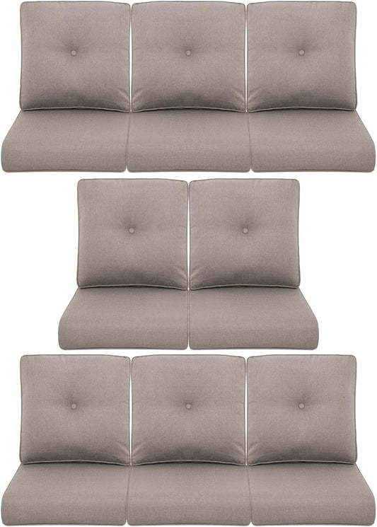 8-Piece Outdoor Patio Cushion Set for Wicker Sectional Sofa