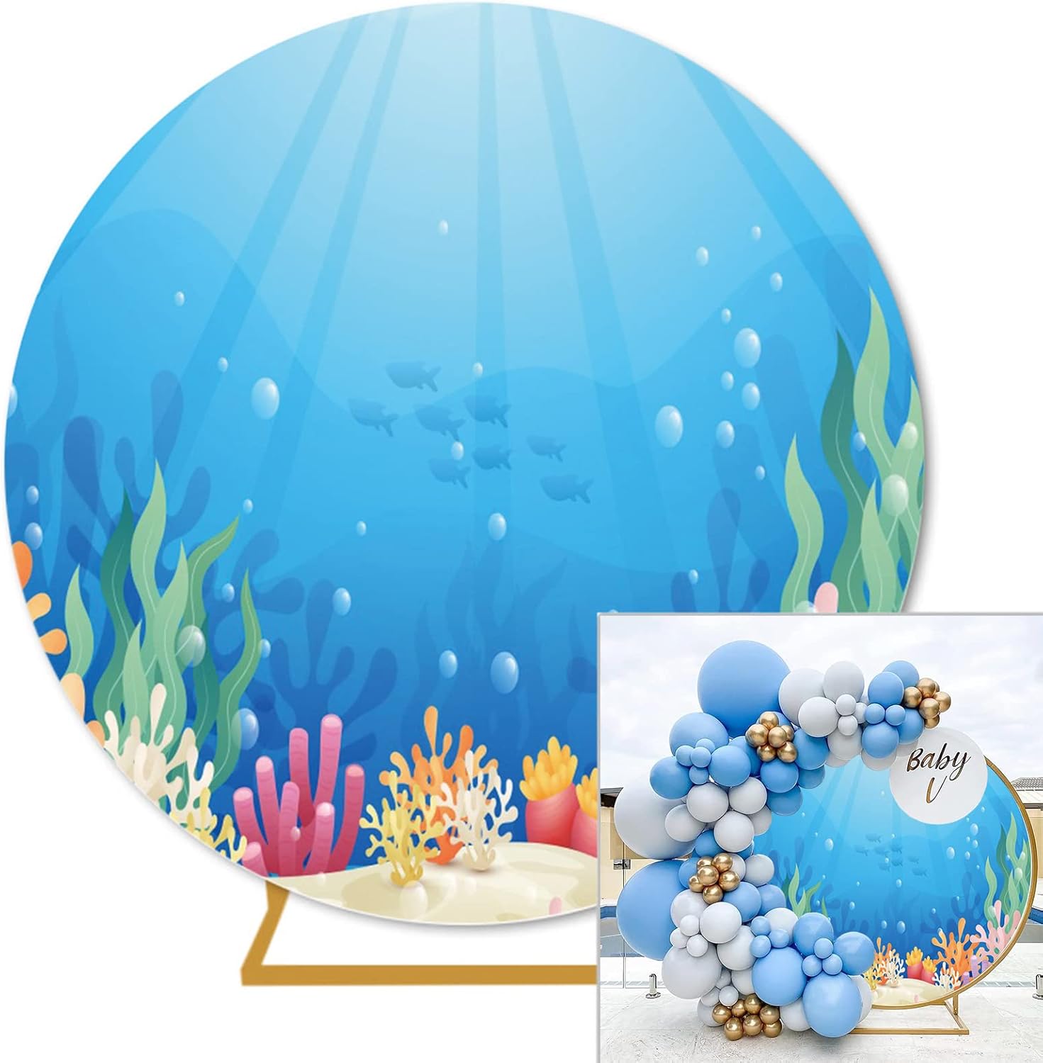 7ft Under The Sea Round Polyester Backdrop for Photography