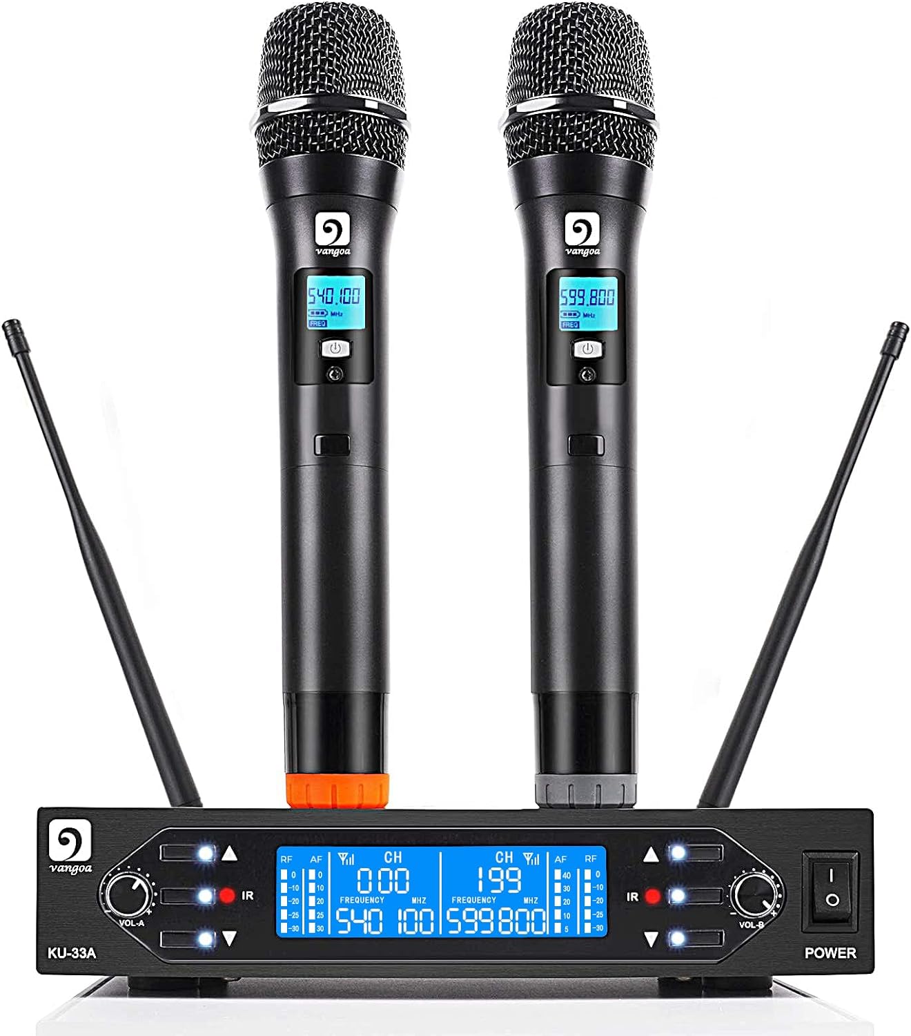 Vangoa Dual Wireless Microphone System - 328ft Range, 2 Dynamic Mics
