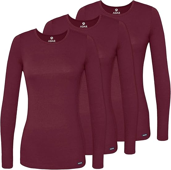 Adar Underscrubs for Women 3 Pack - Long Sleeve Comfort Tee