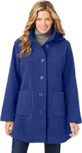 Woman Within Plus Size Hooded A-Line Fleece Coat - Warm Layering