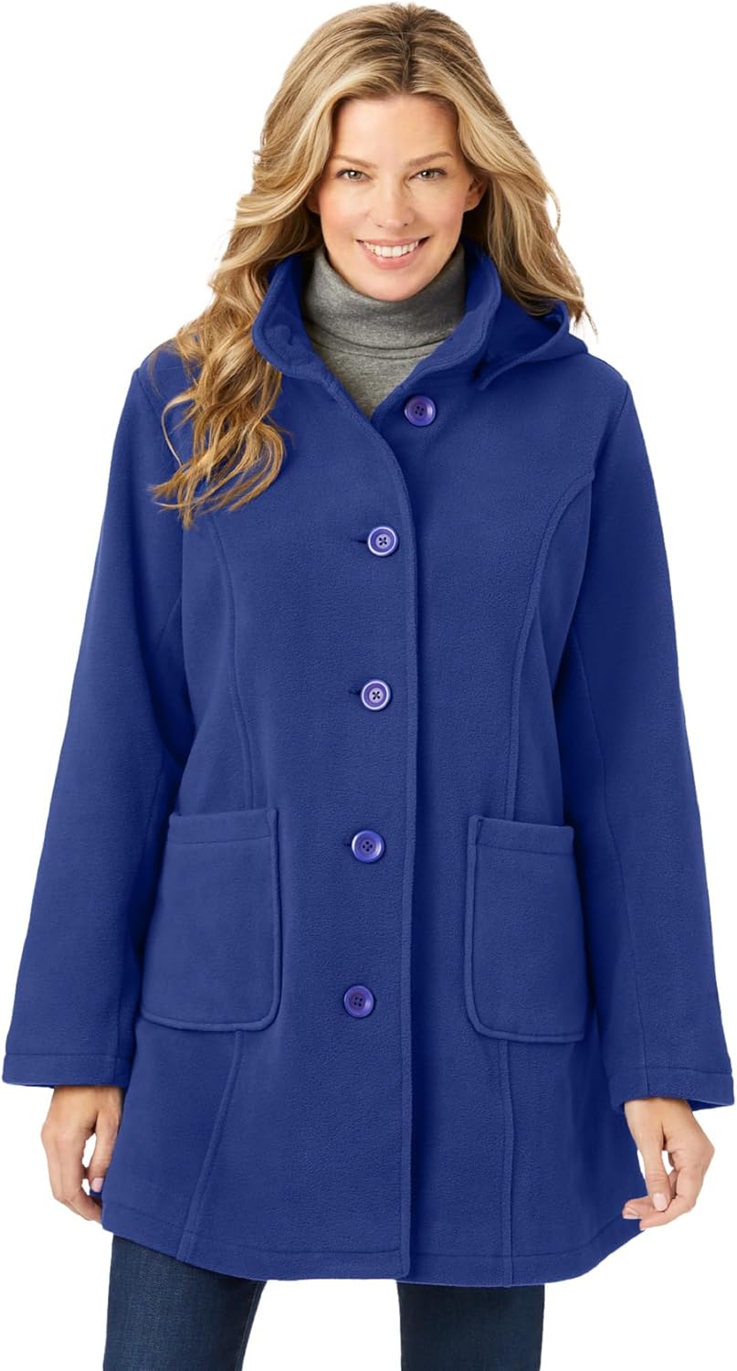 Plus Size Hooded A-Line Fleece Coat for Ultimate Winter Comfort