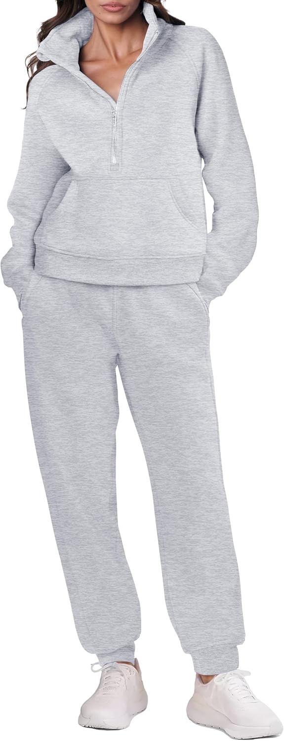 Trendy 2 Piece Outfits for Women - Zip Up Sweatshirt & Joggers