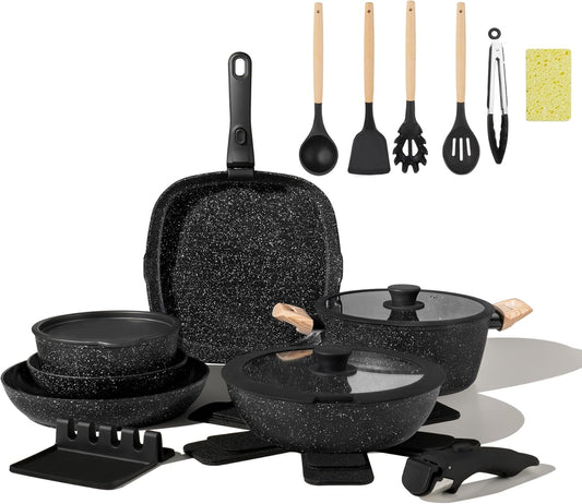23pcs Nonstick Ceramic Pots and Pans Set for Healthy Cooking