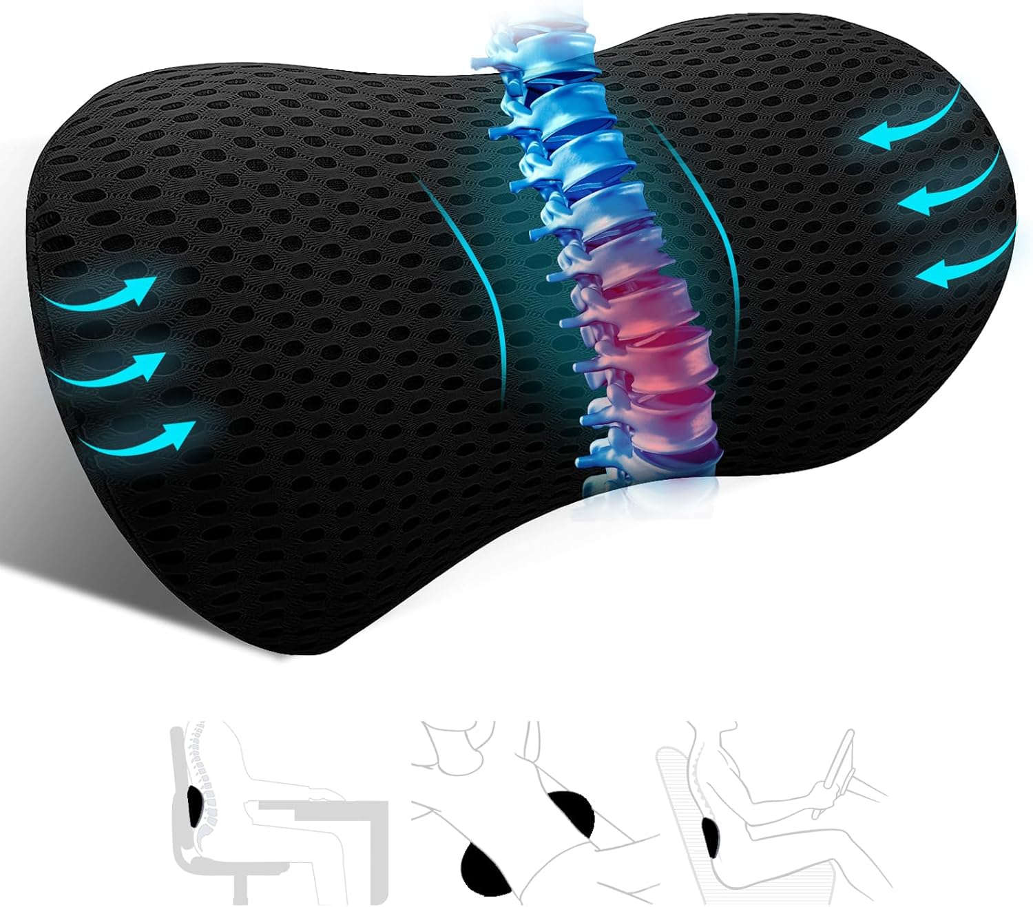 Memory Foam Lumbar Pillow - Relieve Back Pain!