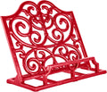Cookbook Stand Heavy-Duty Cast Iron Recipe Book Holder - Vintage Red