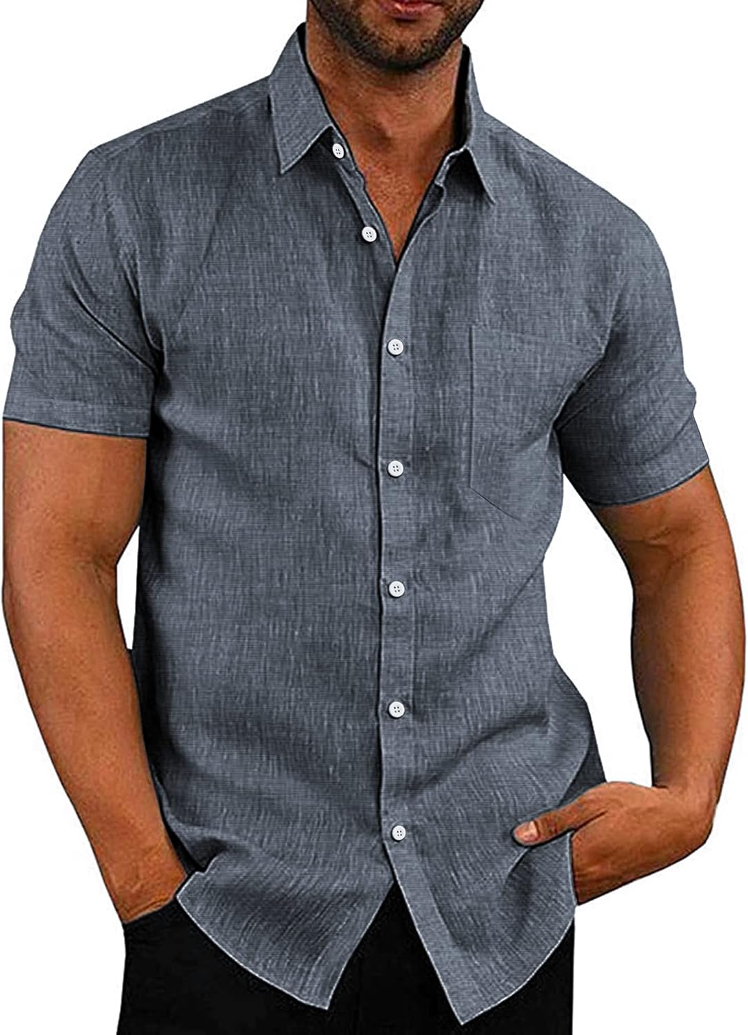 COOFANDY Men's Casual Button Down Linen Shirts for Summer