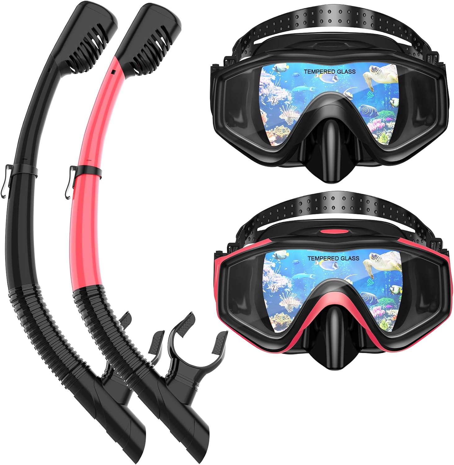 Dry Top Snorkel Set 2 Pack Anti-Fog - Enhanced Visibility