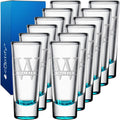 Personalized Shot Glasses Set of 12 Teal Bottom Custom 2 oz Cordial