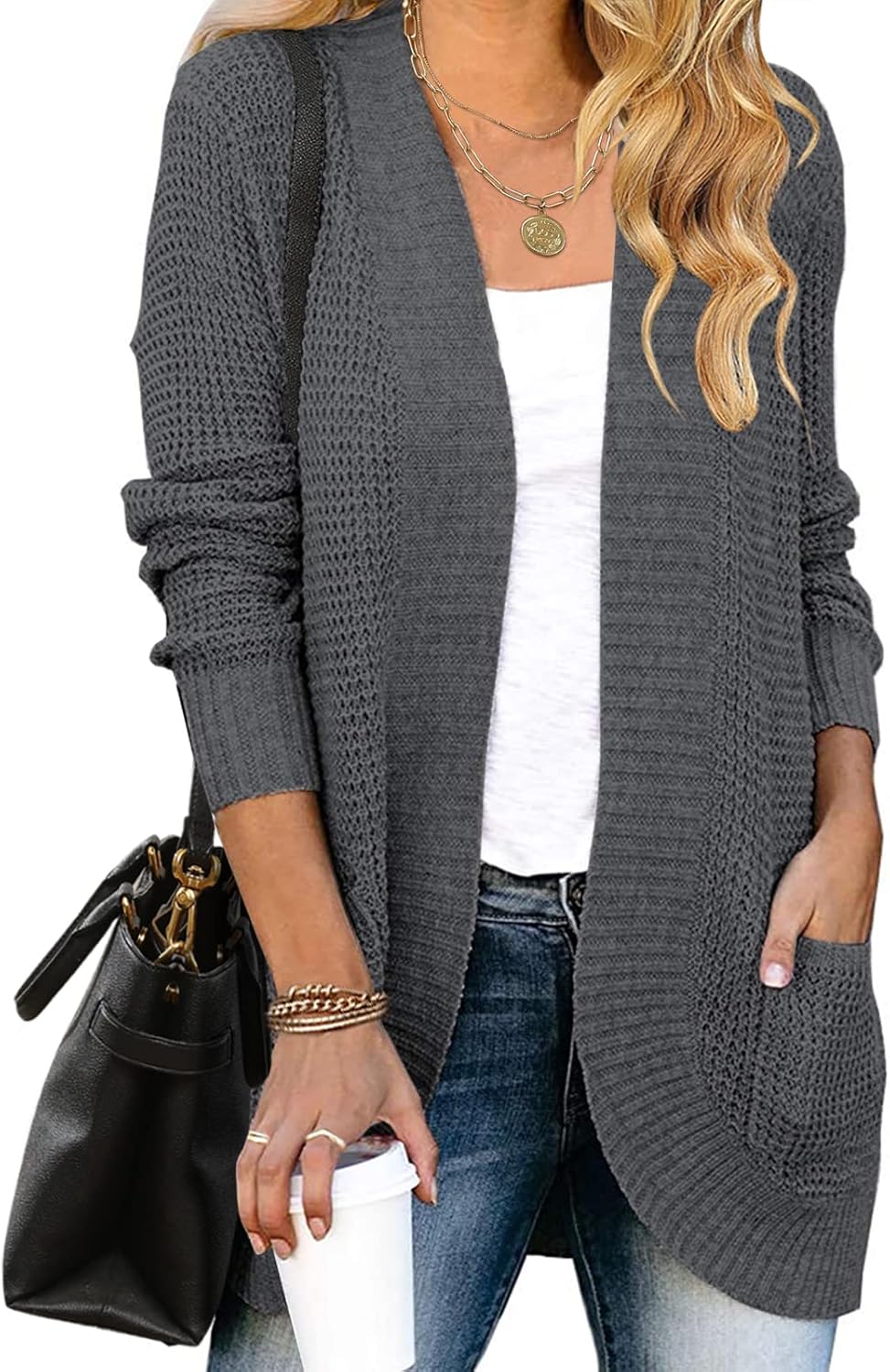 MEROKEETY Womens Long Sleeve Open Front Cardigans for Fall