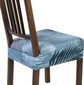 Blue Foliage Dining Chair Seat Covers Set of 6 - Stretch Removable Fit