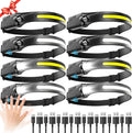 Headlamp Rechargeable 8 Pack LED Headlight - Super Bright Wide Beam