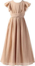 Junior Bridesmaid Long Chiffon Dress for Girls - Elegant Fit