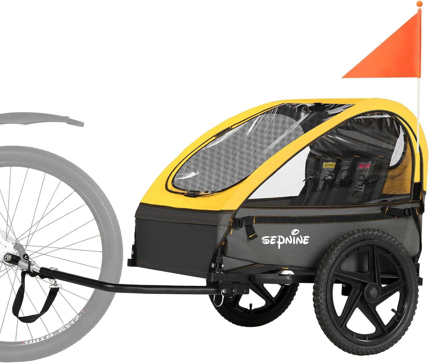 Sepnine Kids Bike Trailer for 1 to 2 Kids, Foldable & Safe