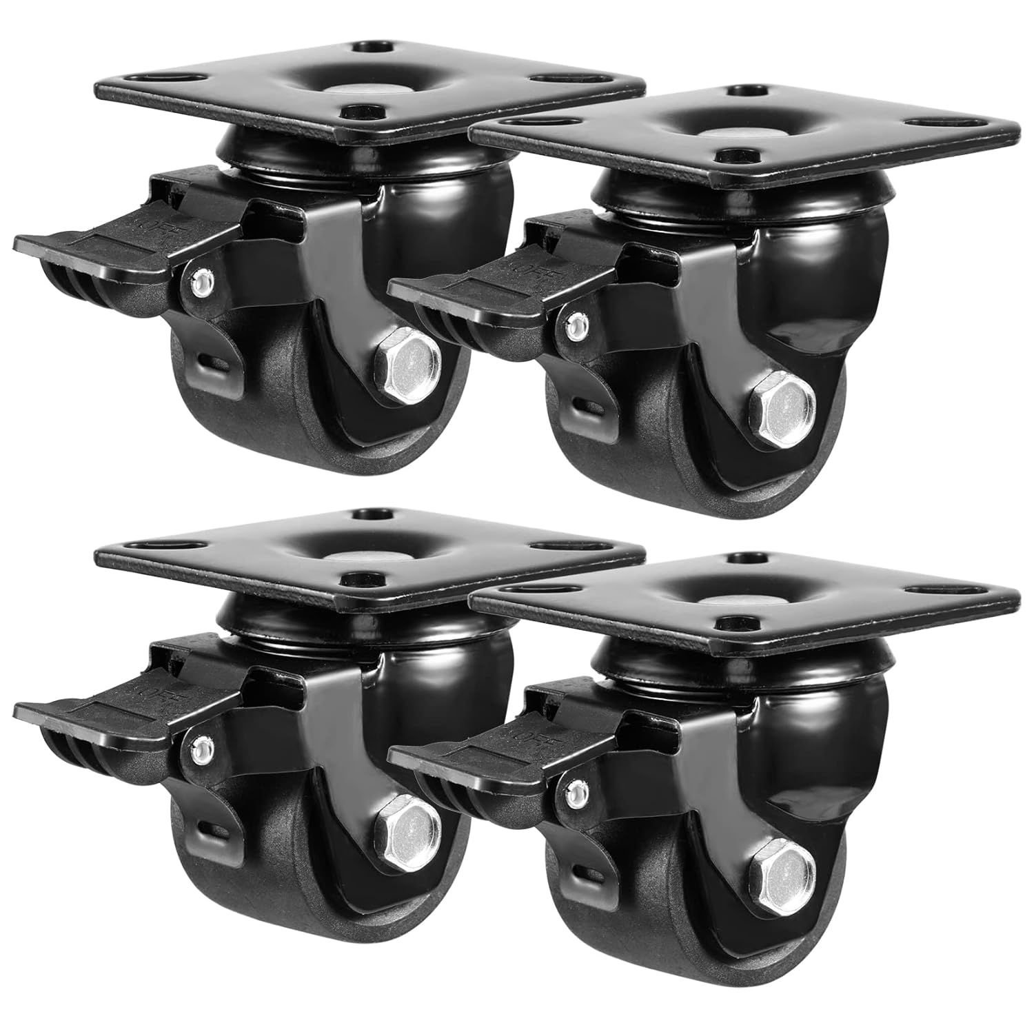 2-inch Heavy Duty Caster Wheels Set of 4 with Brake for Industrial Use