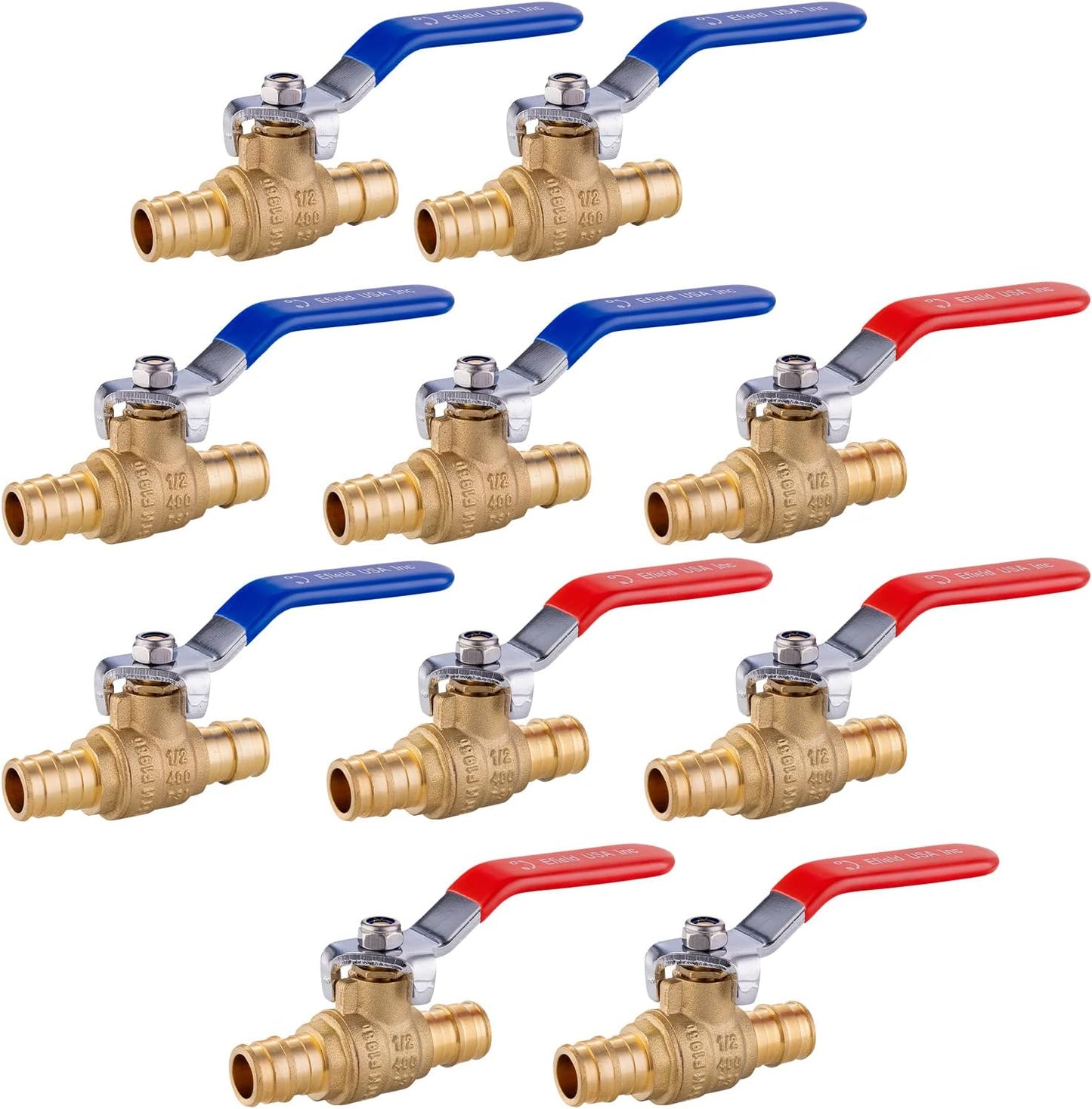 Pack of 10 EFIELD Cold Expansion Pex-A 1/2 Inch Brass Valves