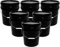 5 Gallon Bucket & Lid Black - 90 Mil Food Grade Pail (6 Pack)