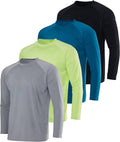 Mens Long Sleeve Rash Guard 4 Pack - UPF 50+ Quick Dry